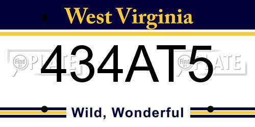 434AT5 West Virginia License Plate