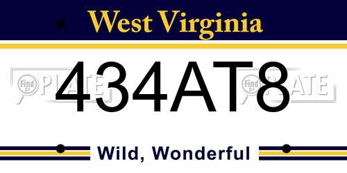 434AT8 West Virginia License Plate