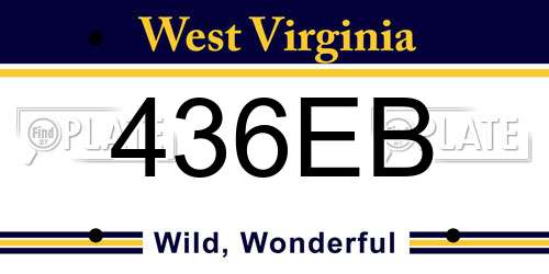 436EB West Virginia License Plate