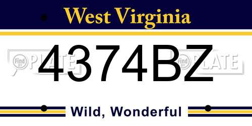 4374BZ West Virginia License Plate