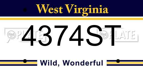 4374ST West Virginia License Plate