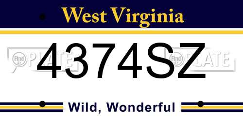 4374SZ West Virginia License Plate