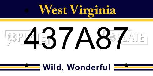 437A87 West Virginia License Plate