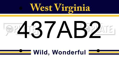 437AB2 West Virginia License Plate