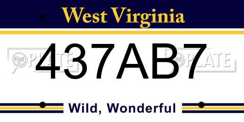 437AB7 West Virginia License Plate