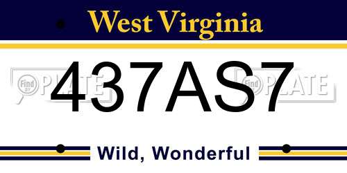 437AS7 West Virginia License Plate