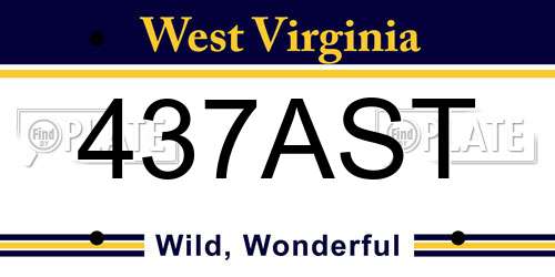 437AST West Virginia License Plate