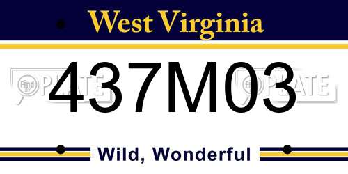 437M03 West Virginia License Plate