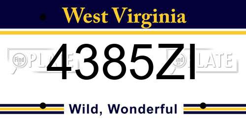 4385ZI West Virginia License Plate