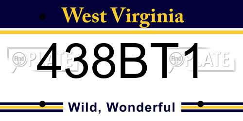 438BT1 West Virginia License Plate