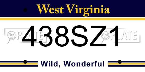 438SZ1 West Virginia License Plate