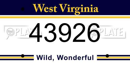 43926 West Virginia License Plate