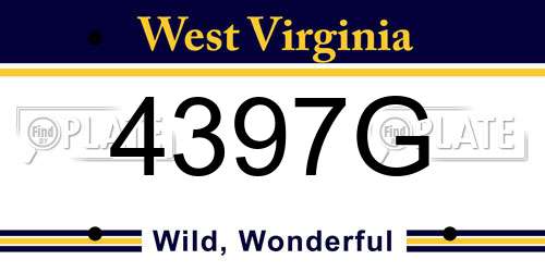 4397G West Virginia License Plate