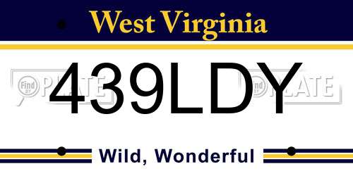 439LDY West Virginia License Plate