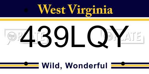 439LQY West Virginia License Plate