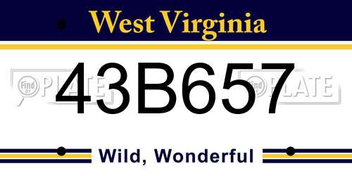 43B657 West Virginia License Plate