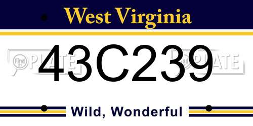43C239 West Virginia License Plate
