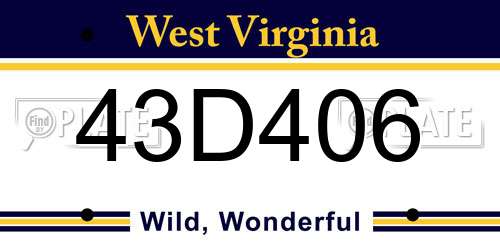 43D406 West Virginia License Plate