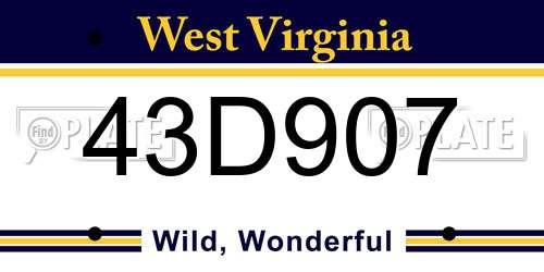 43D907 West Virginia License Plate