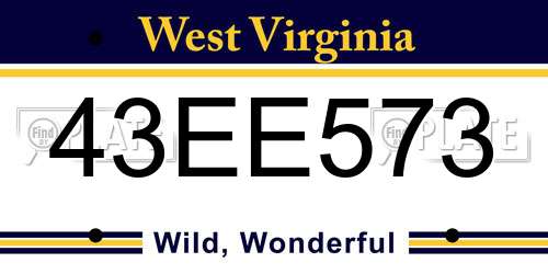43EE573 West Virginia License Plate