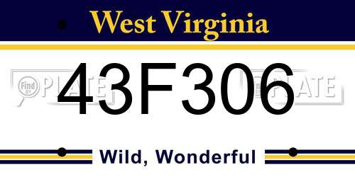 43F306 West Virginia License Plate