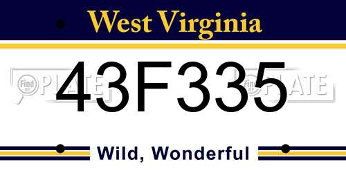 43F335 West Virginia License Plate