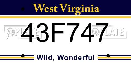 43F747 West Virginia License Plate
