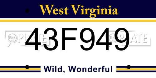 43F949 West Virginia License Plate