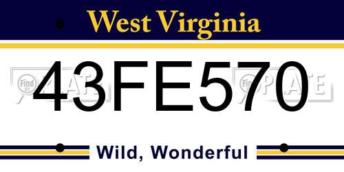43FE570 West Virginia License Plate