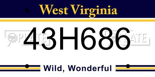 43H686 West Virginia License Plate
