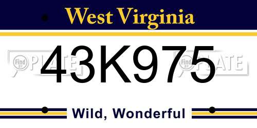 43K975 West Virginia License Plate