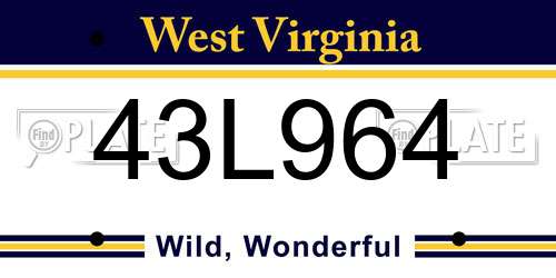 43L964 West Virginia License Plate