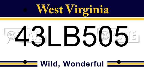 43LB505 West Virginia License Plate