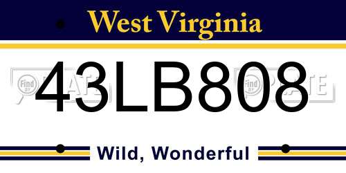 43LB808 West Virginia License Plate