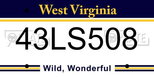 43LS508 West Virginia License Plate
