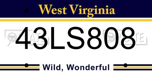 43LS808 West Virginia License Plate