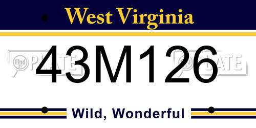 43M126 West Virginia License Plate
