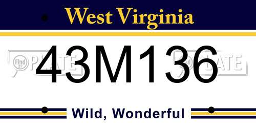 43M136 West Virginia License Plate