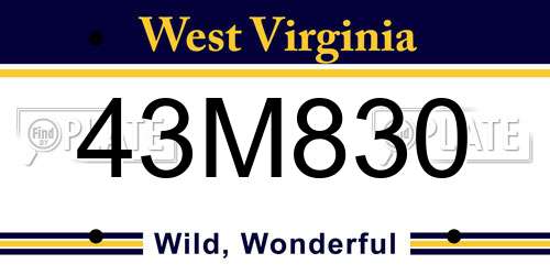 43M830 West Virginia License Plate