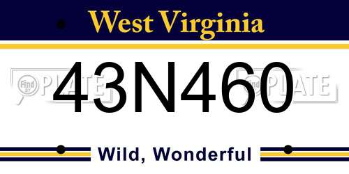 43N460 West Virginia License Plate