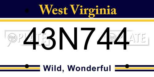 43N744 West Virginia License Plate