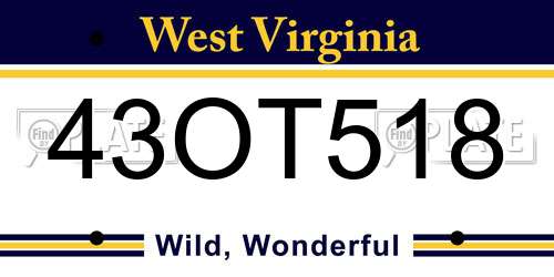 43OT518 West Virginia License Plate