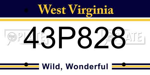 43P828 West Virginia License Plate