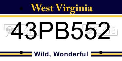 43PB552 West Virginia License Plate