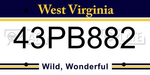 43PB882 West Virginia License Plate