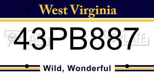 43PB887 West Virginia License Plate