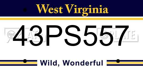 43PS557 West Virginia License Plate