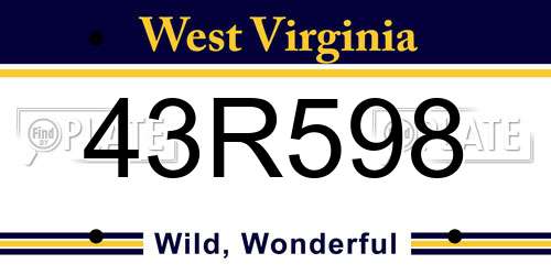 43R598 West Virginia License Plate