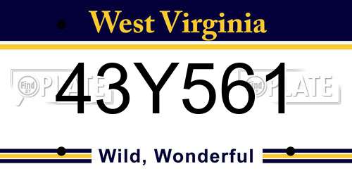 43Y561 West Virginia License Plate