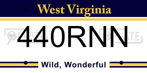 440RNN West Virginia License Plate
